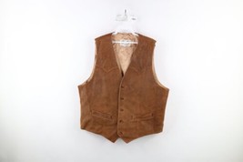 Vintage Scully Mens 46 Lambskin Leather Full Button Western Vest Jacket Brown - $108.85