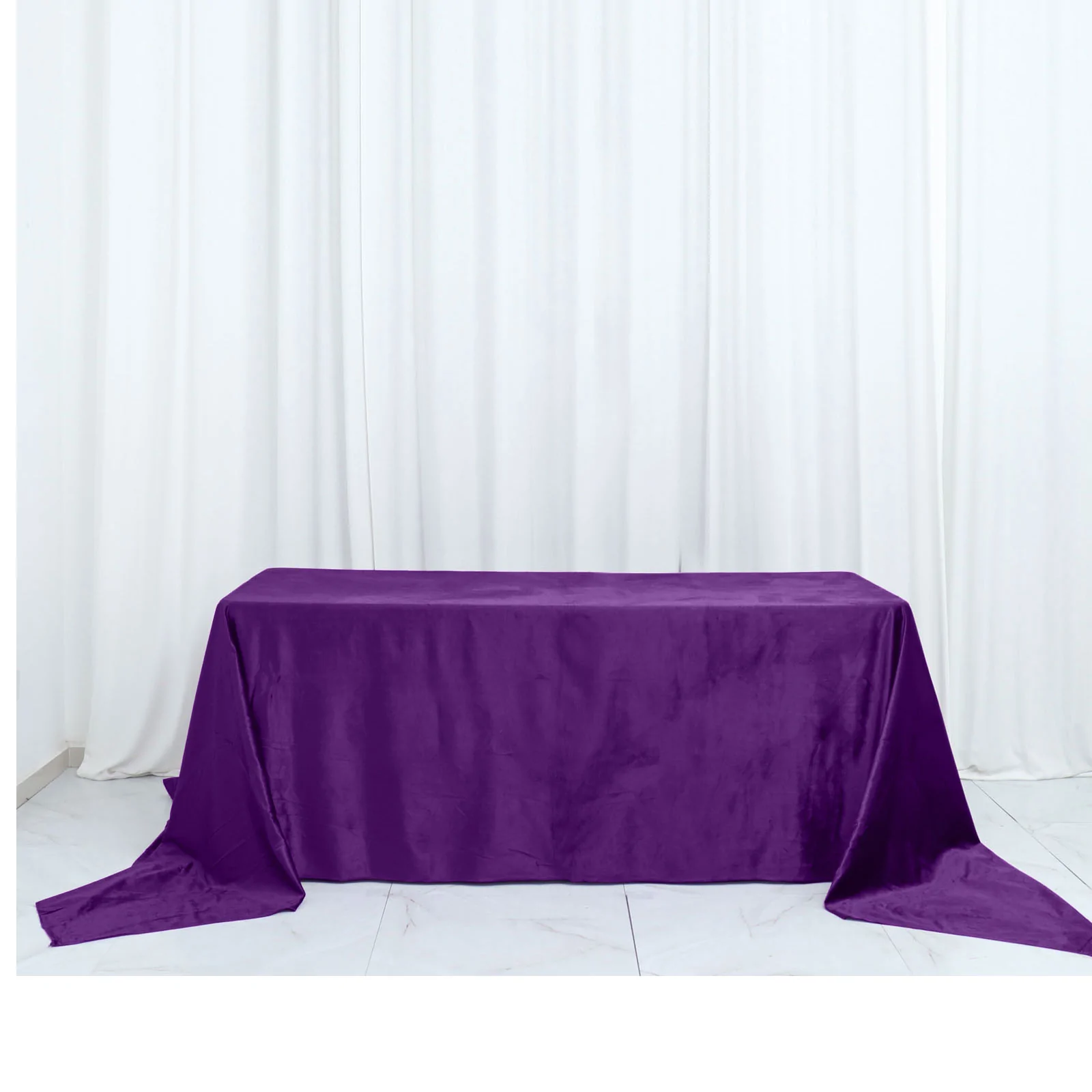 Purple - 90&quot; x 156&quot; Premium Velvet Rectangle Tablecloth Wedding Party - £67.72 GBP