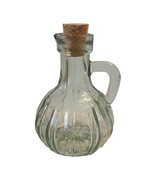 Clear Green Glass Cruet with Cork Stopper Glossy 4.25&quot; Tall - £12.57 GBP