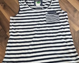 By Anthropolgie Striped Blue White Knit Tank Sz Small polka dot contrast... - $21.07