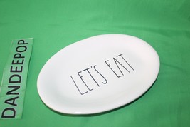 Rae Dunn White Ceramic Let's Eat Oval Plate Artisan Magenta Collection - £21.71 GBP