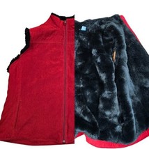 Womens 2X 22 Red Faux Suede Faux Fur Lined Vest Jacket Warm Pockets Open... - $38.52