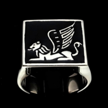 Sterling silver ring Winged Lion Sphinx ancient Sumerian mythological creature w - £88.21 GBP