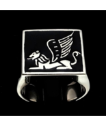 Sterling silver ring Winged Lion Sphinx ancient Sumerian mythological cr... - $149.41 CAD