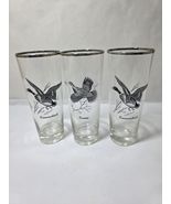Federal Glass Sportsman Wild Game Bird Tumblers Set of 3 Platinum Trim MCM - $26.74 CAD