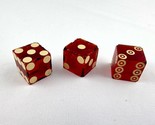 3 Vintage Red Whit Casino Craps Dice Each 3/4&quot; One has Circles not Dots - $15.83