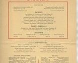 The Palace Hotel Cafe Special Menu San Francisco California 1944 - £37.93 GBP