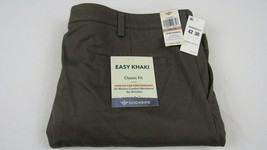 New DOCKERS Easy Khaki Dark Brown Dress Pant Flat Front Men 42x30 No Wrinkle $50 - £30.07 GBP