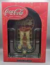 Coca-Cola AM/FM Radio Wooden Cabinet w/Faux Stained Glass Front Panel - NEW - £43.80 GBP