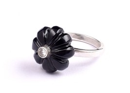 925 Sterling Silver Handmade Natural Black Onyx  Pumpkin Ring For Women Gift - £87.85 GBP