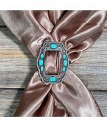 Antiqued Silver with Turquoise Western Scallop Scarf Slide or Tee Clip - $526.73 MXN