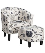 Modern Accent Tub Chair and Ottoman Set with Fabric Upholstered-Beige - ... - $241.42