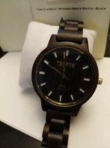 TEMPUS Silvestre Black Sandalwood Men&#39;s Wood Watch Wristwatch *Defective* - £14.33 GBP