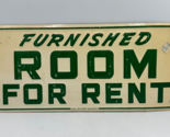 Vtg 1950s Metal Sign Furnished Room For Rent 15&quot; x 7” Edwards Dallas USA - $47.40