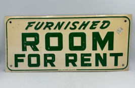 Vtg 1950s Metal Sign Furnished Room For Rent 15&quot; x 7” Edwards Dallas USA - $47.40