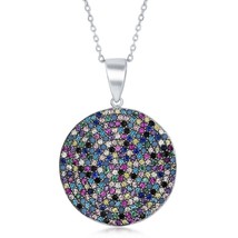 Sterling Silver Round Multi-Color CZ Pendant - £52.39 GBP