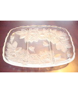 MIKASA NOVA Glass Tray PANELED 3 divisions, with frosted roses, 12&quot; by 8... - $1,407.37 MXN