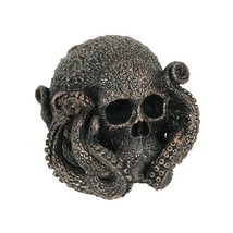 Bronze Resin Octopus Skull Sculpture Nautical Home Decor Figurine Art Decoration - £23.72 GBP