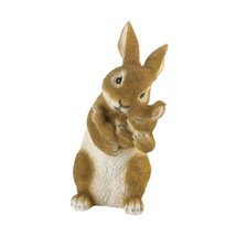 Mother Rabbit Cuddling Baby Bunny Figurine Decor - $35.64