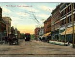 West Second Street Kewanee Illinois  Postcard 1908 Street Car Horse &amp; Wagon - £7.83 GBP