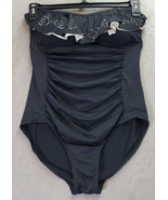 Jones New York Swimsuit Womens Size 10 Black One Piece Pleated Off The S... - $22.17