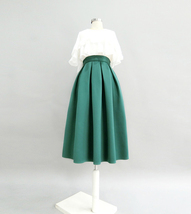 Emerald Green A-line Midi Skirt Outfit Women Custom Plus Size Pleated Skirt image 4