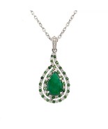 Natural Emerald Diamond Necklace 18&quot; 14k Gold 5.6 TCW Certified $6,950 3... - $3,653.10
