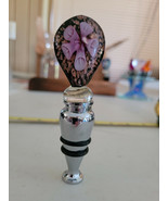 Wine Stopper Blown Glass Flower Cute Collectible 4.5&quot; - £10.21 GBP