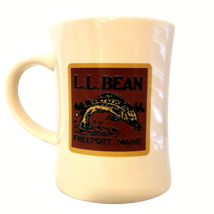 LL Bean Freeport Maine Ceramic Coffee Mug Beige w/ Brown Logo 4.5&quot;H 3&quot;W ... - £8.80 GBP
