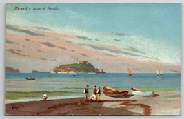 Naples Napoli Italy Isola di Nisida Beach Scene Artist Cappola Postcard C39 - £6.31 GBP