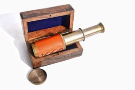 Brass Nautical 6&quot; inch Handheld Telescope with Handcrafted Wooden Box | ... - $17.63