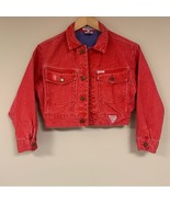 Vintage Y2K 80s 90s Guess Red Cropped Jean Jacket Women’s 8 Summer Overs... - £112.12 GBP