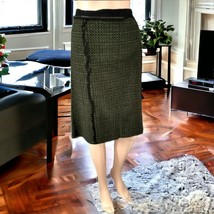 Genny Versace Wool Skirt 12 Green Plaid Italy Academia Raw Hem Mesh Mixe... - £23.65 GBP