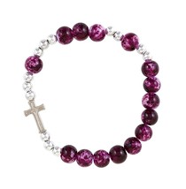 Catholic Bracelet with Prayer Card, Purple Beaded Bracelet 7 - £37.30 GBP