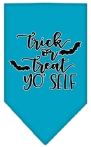 Trick or Treat Yo&#39; Self Screen Print Bandana Turquoise Small - £8.66 GBP