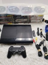 Sony Playstation 3 PS3 Super Slim 250GB Lot 4 Controllers And 33 Games Headset - £141.11 GBP