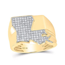 0.50cttw Diamond Louisiana Cluster Mens Ring 10k Yellow Gold Band - $1,187.01