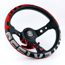 Vertex steering wheel racing competitive fit flat leather race universal fitment - £70.69 GBP