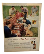 Four Roses Society Whiskey Vintage Print Ad 50s Backyard BBQ Original Co... - £12.63 GBP