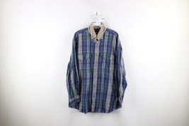 Vtg 90s Streetwear Mens Large Distressed Baggy Fit Flannel Button Shirt Plaid - £34.81 GBP