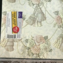 Vintage Hallmark Wedding Gift Wrap 2 Sheets 20&quot; x 2.5&#39; Roses and Tassels NWT - £7.58 GBP