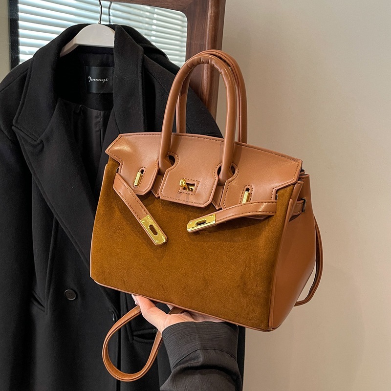 Simple Fashion Birkin Bag Matte Texture 2023 Winter Temperament Wild Ladies Han