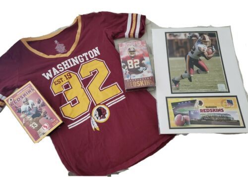 Washington Redskins Bundled Items- Women's Shirt, 2 VHS Tapes, Sealed Photo - $49.45