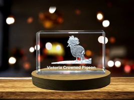 LED Base included | Victoria Crowned Pigeon 3D Engraved Crystal 3D Engraved - $39.99+