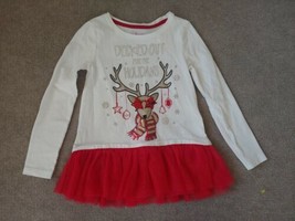 Tommy Bahama Long Sleeve Shirt Pullover Girls Size S 4 Sequin Deer White - £14.24 GBP