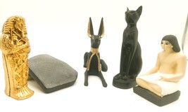 set of 5 handmade replicas mini statue Gods souvenir collectibles Bastet Anubis - £153.95 GBP