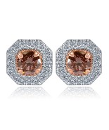 1.08 TCW Lab Grown Round Vivid Pink Diamond Stud Earrings 14k White Gold - $16,802.68 MXN