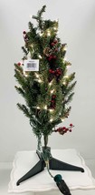 Kurt Adler 24-Inch Pre-Lit Red Berries &amp; Pine Cone Tree~Christmas Decorations - £19.58 GBP