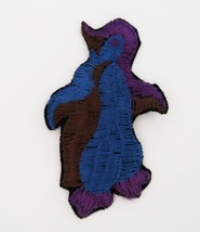 Vintage 1960&#39;s hand embroidered blue black &amp; purple Penguin funky sew on patch - $7.99