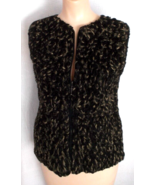 K-I-K-I-T MAURICE SASSON Vest Shaggy Fur-Look Ribbed Knit Full Zip Women M - $9.89